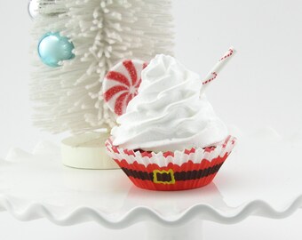 Peppermint Fake Cupcake "Santa Baby Peppermint Cupcake" Standard Size 12 Legs Signature Etsy Design. Fab Secret Santa Gift!