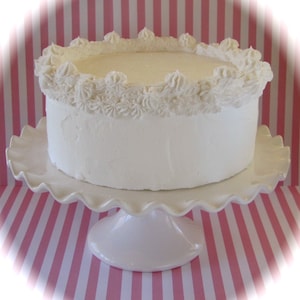 Fake Cake "Heavenly Cakes" Collection White Single Layer Cake Retro Cookbook Inspired White Cake 12 Legs Design