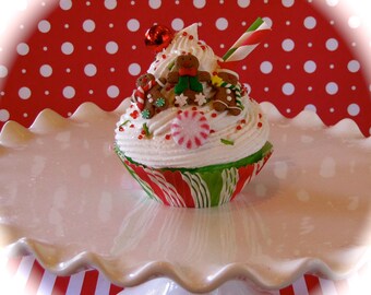 Fake Cupcake "Kitschy Christmas Cupcake Ornament Collection" "Gingerbread Mountain" 12 Legs Original Holiday Decor