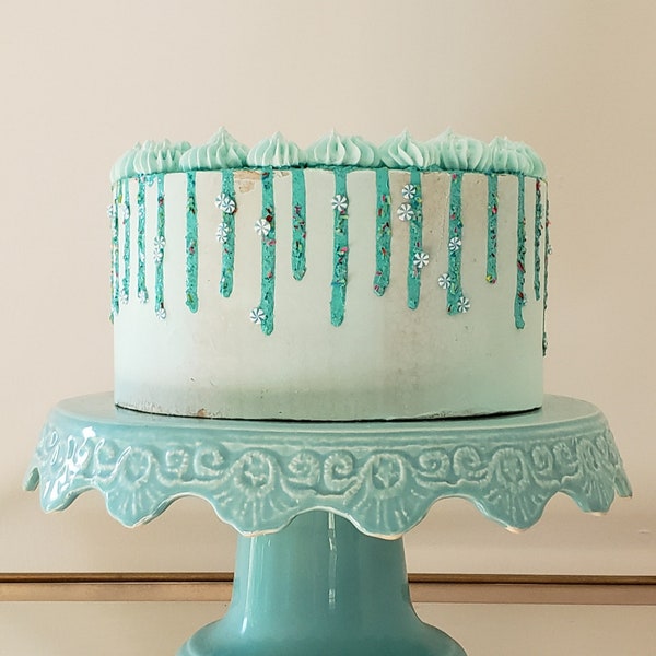 Fake Turquoise Naked Cake with Peppermint Sprinkles. Photo Props, Event Planners, Home Decor, Holiday Gifts, Staging Props,