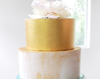 Naked Gold Fake Cake with Gold Top Tier. Flower Not Included.Two Tier Cake for Photo Props, Event Planners, Wedding Decor, Home Decor