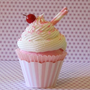 Fake Cupcake Pink Striped Wrapper, Retro Inspired Ice Cream Social Collection Pink Stripe Edition, Host and Hostess Gift image 1