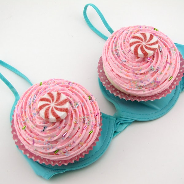 Fake Cupcakes For Bra. Peppermint Candy Set 2 Jumbo Cupcakes. Bra NOT Included