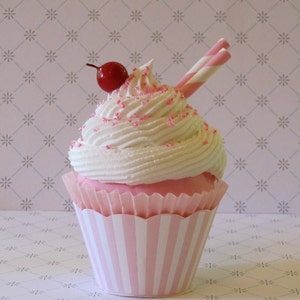 Fake Cupcake Pink Striped Wrapper, Retro Inspired Ice Cream Social Collection Pink Stripe Edition, Host and Hostess Gift image 3