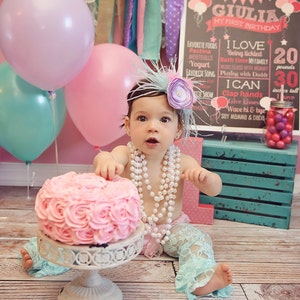 Rosette Fake Cake For First Birthday Photo Shoot. Fab Photo Prop, Birthday Decor, Shabby Chic Decor for your Kitchen