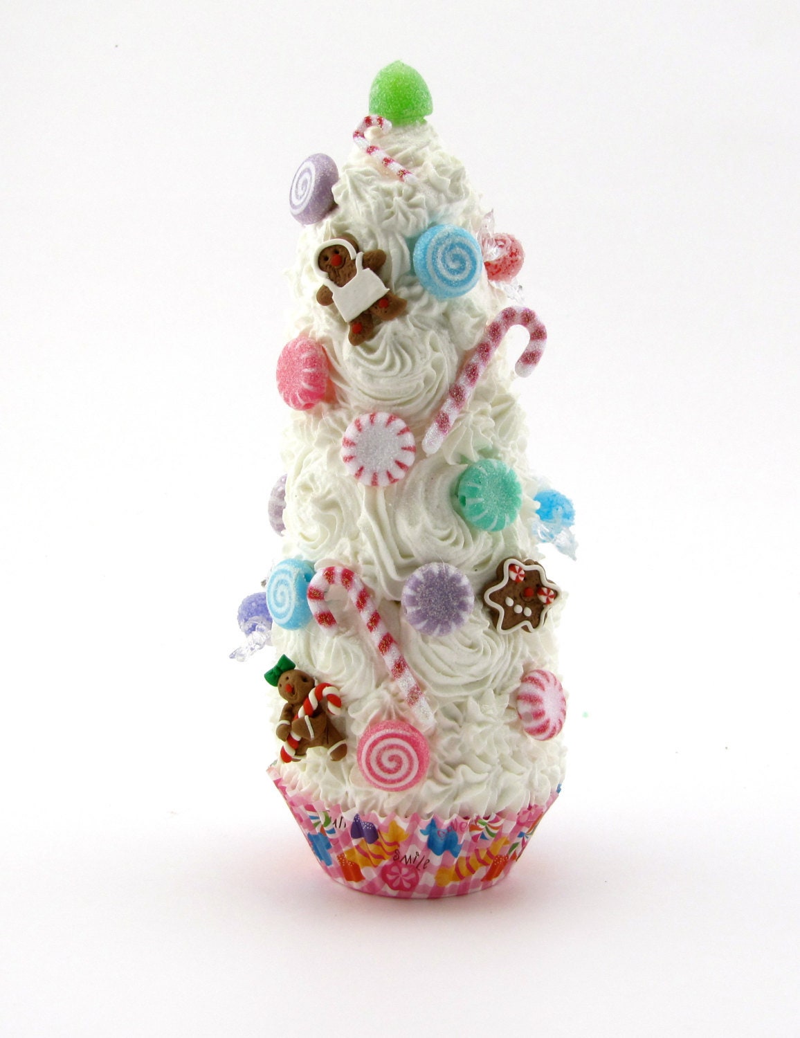 Gingerbread Man Candy Land Inspired Swirly White Cupcake Tree Etsy