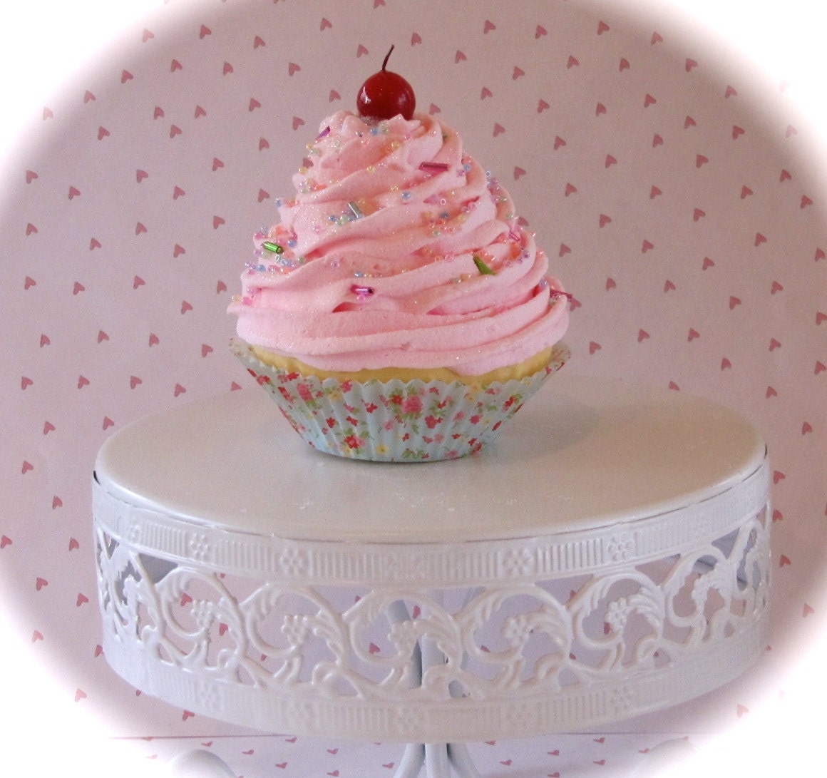 Fake Cupcakes for Bra, Glitter Red Cherries, Candyland Halloween Costume.  Bra NOT Included. 2 Jumbo Cupcake 