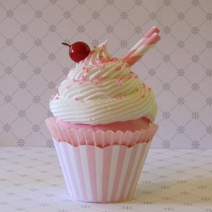 Fake Cupcake Pink Striped Wrapper, Retro Inspired Ice Cream Social Collection Pink Stripe Edition, Host and Hostess Gift image 4