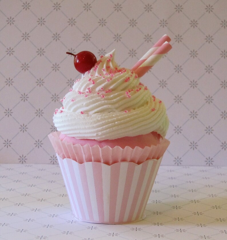 Fake Cupcake Pink Striped Wrapper, Retro Inspired Ice Cream Social Collection Pink Stripe Edition, Host and Hostess Gift image 4