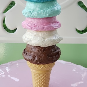 Fake Ice Cream Cone 5 or 6 Scoop. Choice of Flavor and Cone. Retro Inspired Ice Cream Cone Decor. Birthday Decor, Ice cream shop Decor