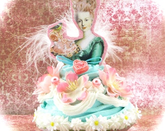 Marie Antoinette Fake Cupcake Artwork Turquoise 12 Legs Designer Collection Marie Antoinette Birthday Decor or Cake Topper