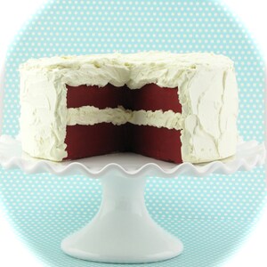Fake Red Velvet Cake &quot;Retro Cookbook Cake Collection.&quot; Red Velvet Cake with Slice Removed. Fab Photo Prop, Home Stager Prop. 12 Legs Design