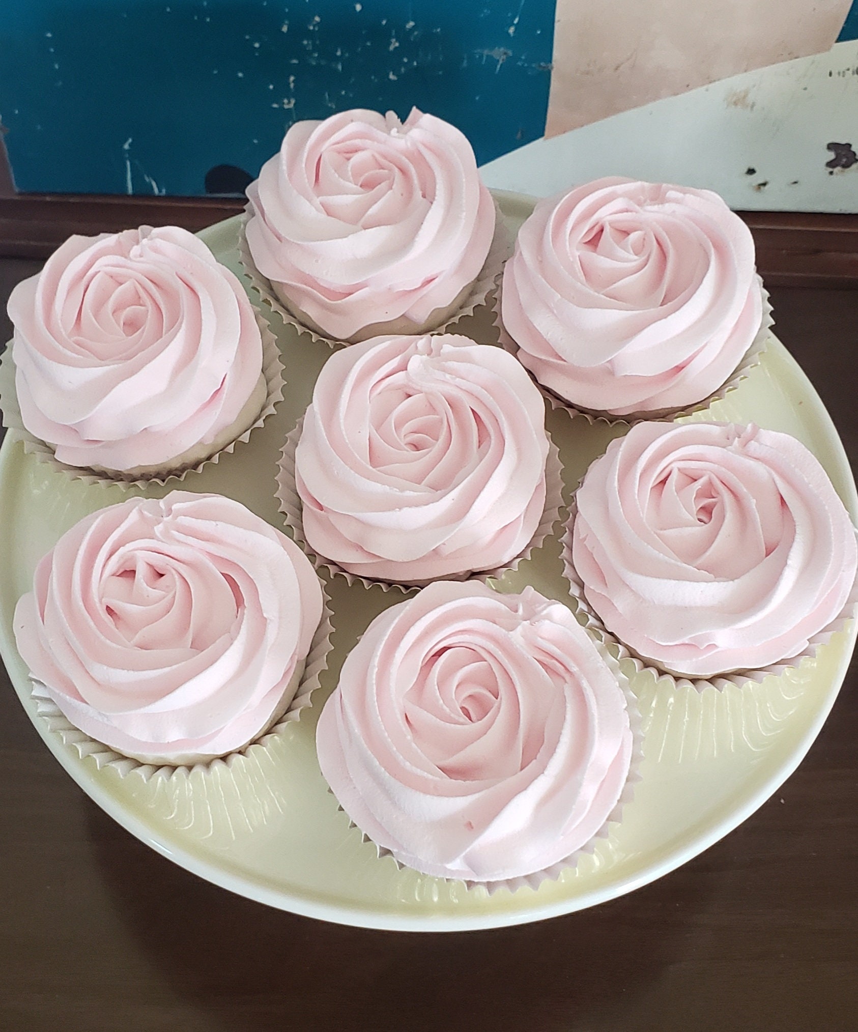 Pink Rosette Fake Cupcakes for Display. Decor for Kitchen, Bakery, Home, Birthday