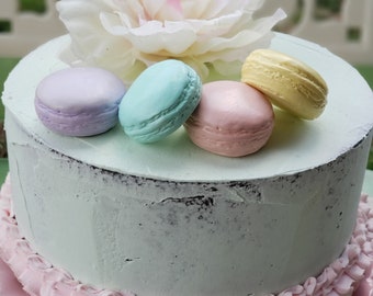 Fake Macaron Cookies. Set of 4 Pastel Faux French Macaroons. Fab for Home Decor,  Staging, Photo Props.  Magnet or Ornament Option Available