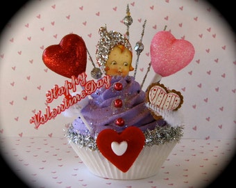 Fake Cupcake Pixie. "Valentine's Day Pixie Cupcake" with Heart Balloons and Cookie Fab V-Day Gift