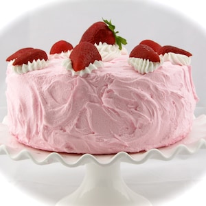 Fake Cake &quot;Retro Cookbook Cake Collection&quot; Grandma Bailey&#39;s Dreamy Strawberry Cake Fab Photo Prop, Cake Plate Display 12 Legs Original