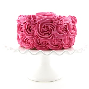 Rosette Fake Cake For Your Kitchen Decor Hot Pink Frosting Approx. 6.75&quot;w x 4&quot;h Fab Photo Prop, First Birthday Decor, Shabby Chic