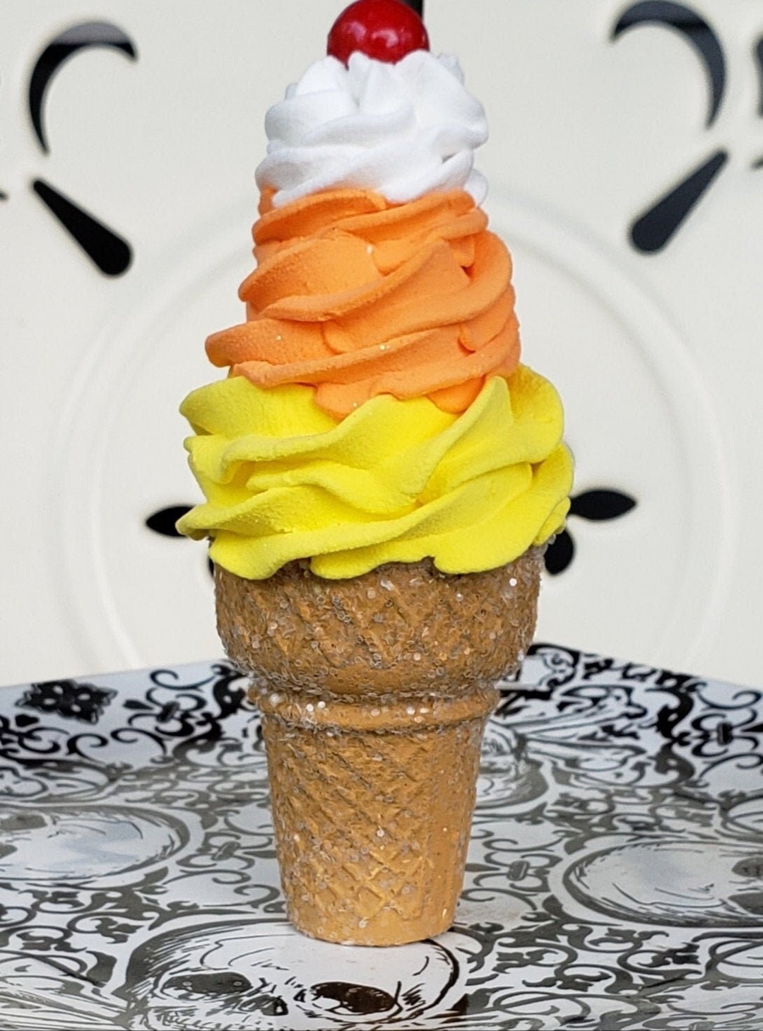 Fake Candy Corn Ice Cream Cone. Candy Corn Ice Cream Cone. Halloween ...