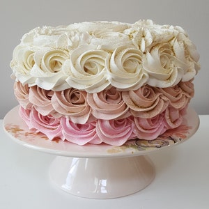 Fake Rosette Cake with Ivory, Antique Pink and Pink Roses. Smash Cake Prop, Birthday Decor. Photo Props & First Birthday