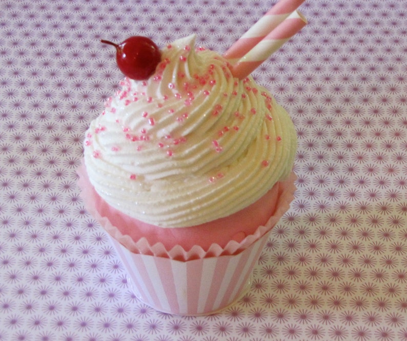 Fake Cupcake Pink Striped Wrapper, Retro Inspired Ice Cream Social Collection Pink Stripe Edition, Host and Hostess Gift image 2