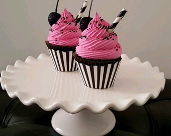 Fake Cupcake. Hot Pink Black and White Retro Cupcake Collection. Standard Size 12 Legs Original Design