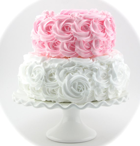Rosette Fake Cake Pink White Stackable Rosette Cake 2 Tier Etsy