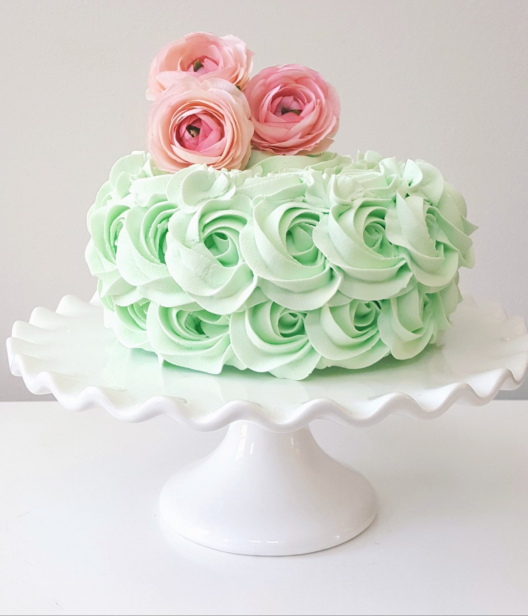 Fake Light Pink/green Swirl Rose Icing Fake Cake Rosette Fake
