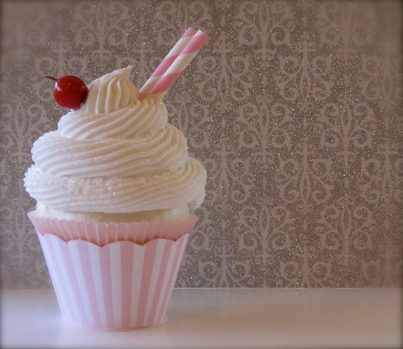 Fake Cupcake Retro Inspired "Ice Cream Social" Collection Light Pink Stripe Edition TOO CUTE 12 Legs Original Design and Concept