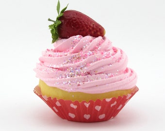 Strawberry Shortcake Fake Cupcake Photography Prop Home Decor Home Staging Decor Bakery Decor