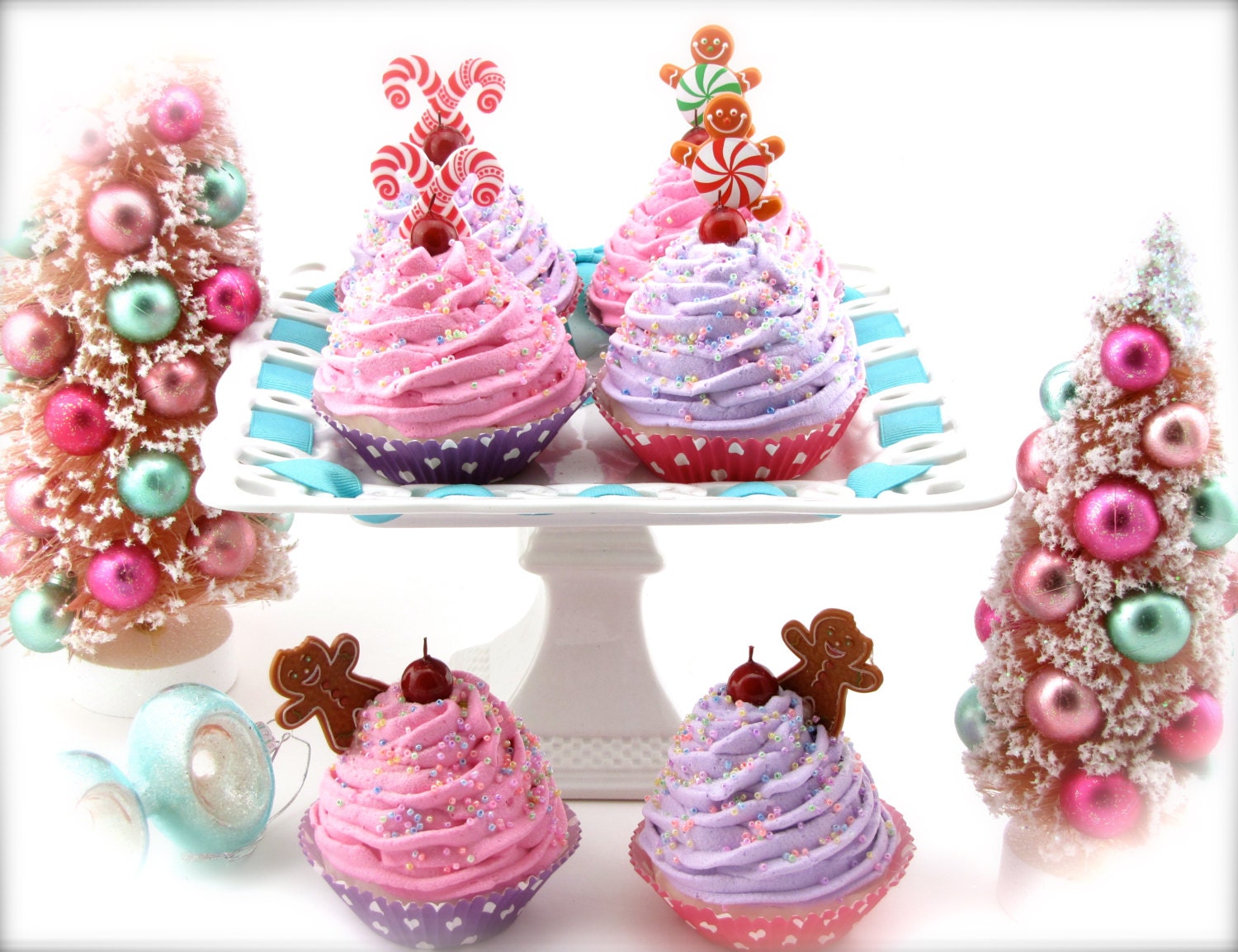 Fake Cupcakes for Bra, Glitter Red Cherries, Candyland Halloween Costume.  Bra NOT Included. 2 Jumbo Cupcake 