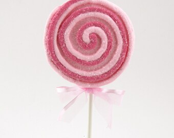 Fake Lollipop (1) "Sparkly & Whimsy Goodie Collection" Swirled Lollie Pink/Hot Pink Swirl Fabulous Photo Prop 12 Legs Original Design