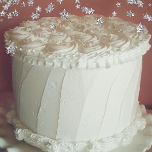 Fake White Cake with Rosettes. Jumbo Smash Cake Prop, First Birthday Photo Prop. 12 Legs Design
