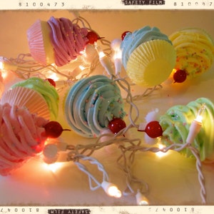 Fake Cupcake &quot;Marie Antoinette&quot; String Lights 12 Legs Original Concept/Design 10 Pastel Minis Fab Kitchen, Birthday Decor First On Etsy