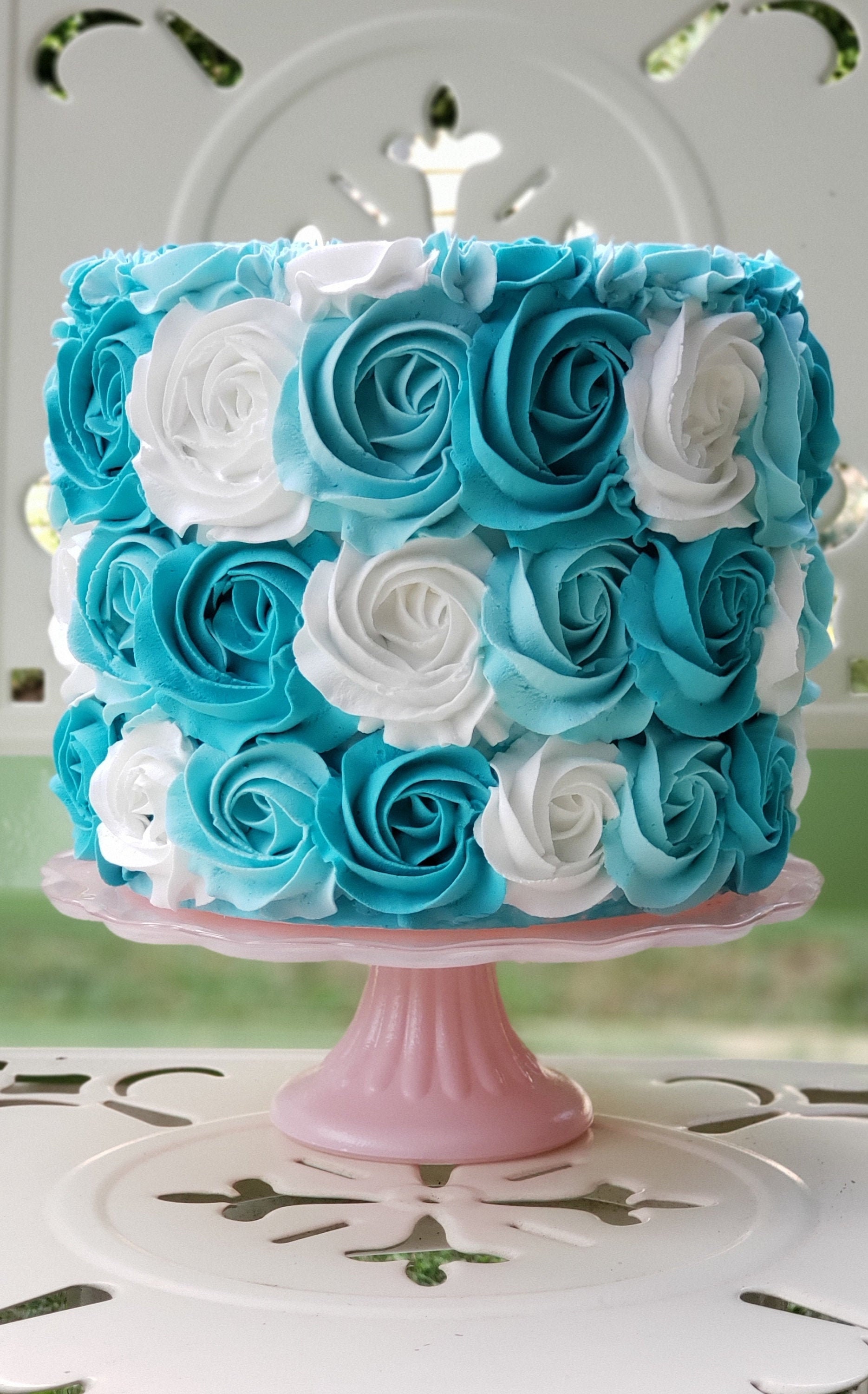 Fake Rosette Cake Jumbo Fake Cake Turquoise And White Smash Etsy Fake Rosette Cake Jumbo Fake Cake Turquoise And White Smash Etsy