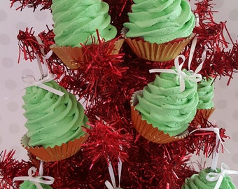 Fake Cupcake Ornaments Red and Green Mini Cupcakes Set 12 Fab Holiday Gift/ Stocking Stuffer Idea Original Different Quantities Available