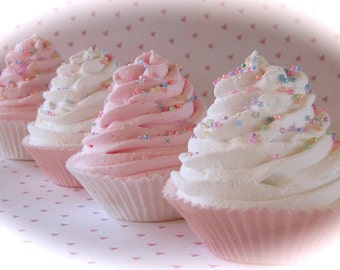 Fake Cupcakes Standard "Pink and White Cupcake Collection" Set 5 Fabulous Photo Props, Cupcake Topper Props, Bakery Decor, House Staging