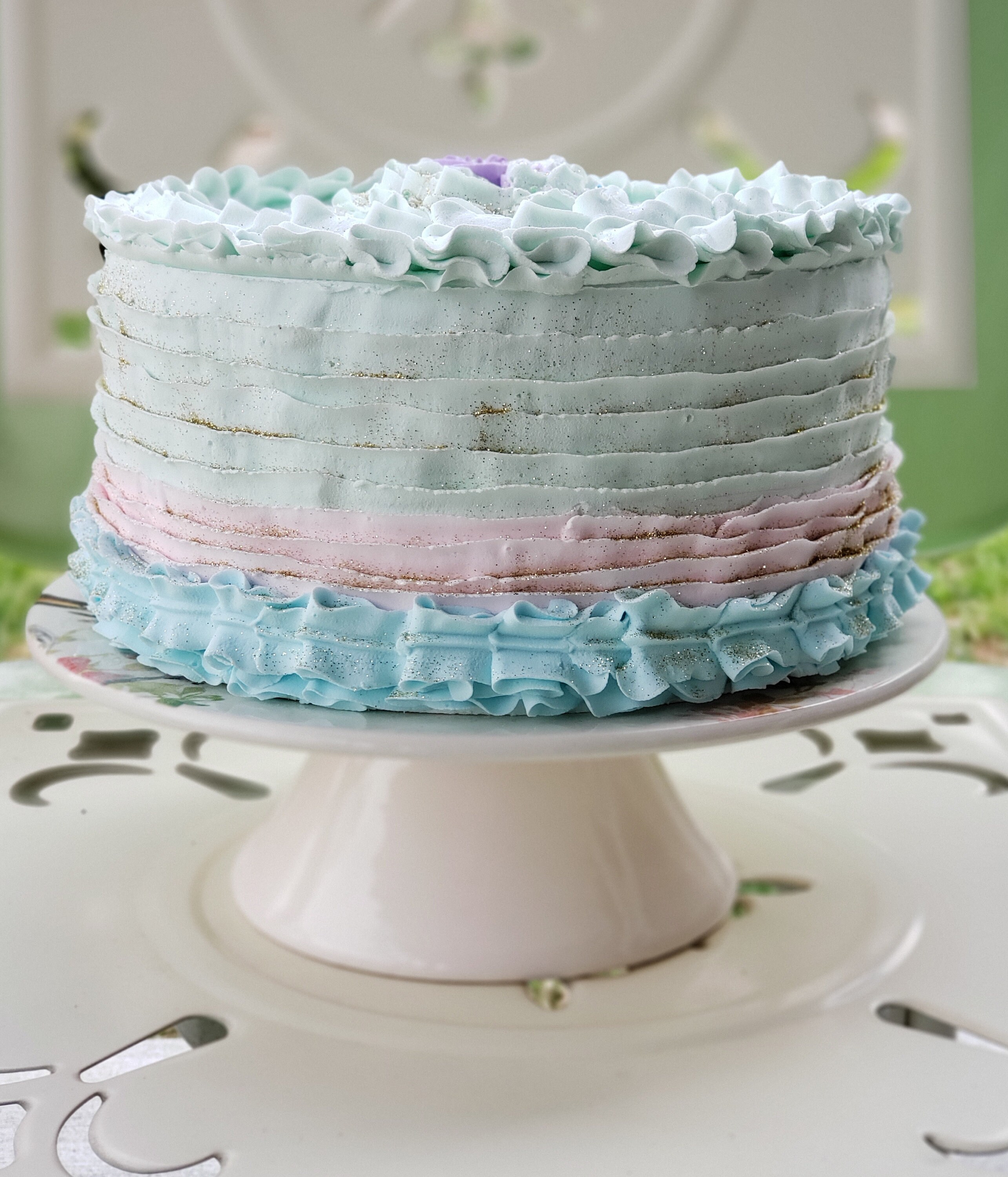Fake Cake Spring Ombre Ruffle W Mint Green Pastel Pink Etsy