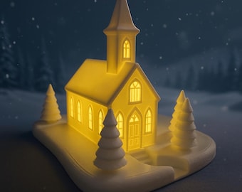 Winter Church Tea Light Holder