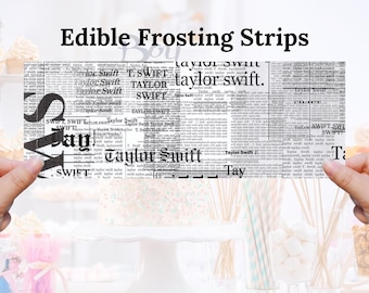 NEWSPAPER PRINT | Edible Picture Strips | Wrap Sides of Birthday Cakes | Edible Icing Sheet | Personalized Cake Topper
