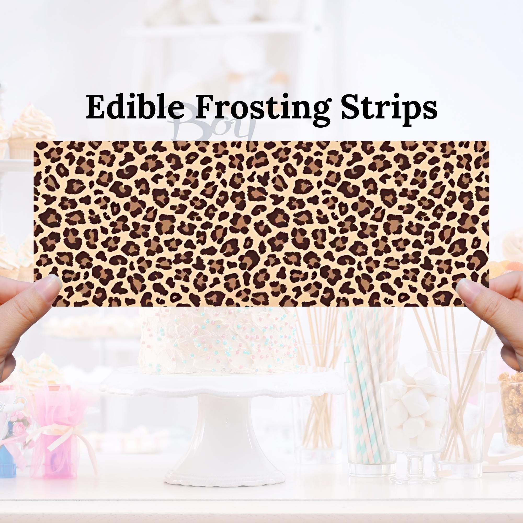 LEOPARD PRINT | Edible Picture Strips | Wrap Sides of Birthday Cakes | Edible Icing Sheet | Personalized Cake Topper