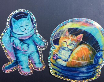 Weltraum Katze Vinyl Aufkleber | süßer Katzenaufkleber | perfektes nerdiges Geschenk
