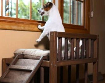 Gifts for Pets - Dog Bed Platform - Wooden pet furniture with Soft Pillows, Pet bed, Dog furniture, Elevated dog bed, Dog house, Dog Ramp