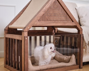 Indoor Dog House Wooden Kennel, Luxury Pet Furniture with Bed, Modern Dog Crate for Small & Medium Dogs, Fast EU Delivery from Warehouse