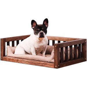Dog Bed - Wooden pet furniture with Soft Pillow, Pet bed, Cat Bed, Dog furniture, Puppy bed, Dog bedding, Garden Dog frame