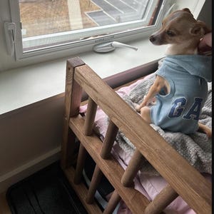 Dog Window Perch Bed – Elevated Wooden Dog Bed Furniture with Steps & Ramp, Raised Small Dog Bed Platform, Puppy bed, Dog stairs image 10
