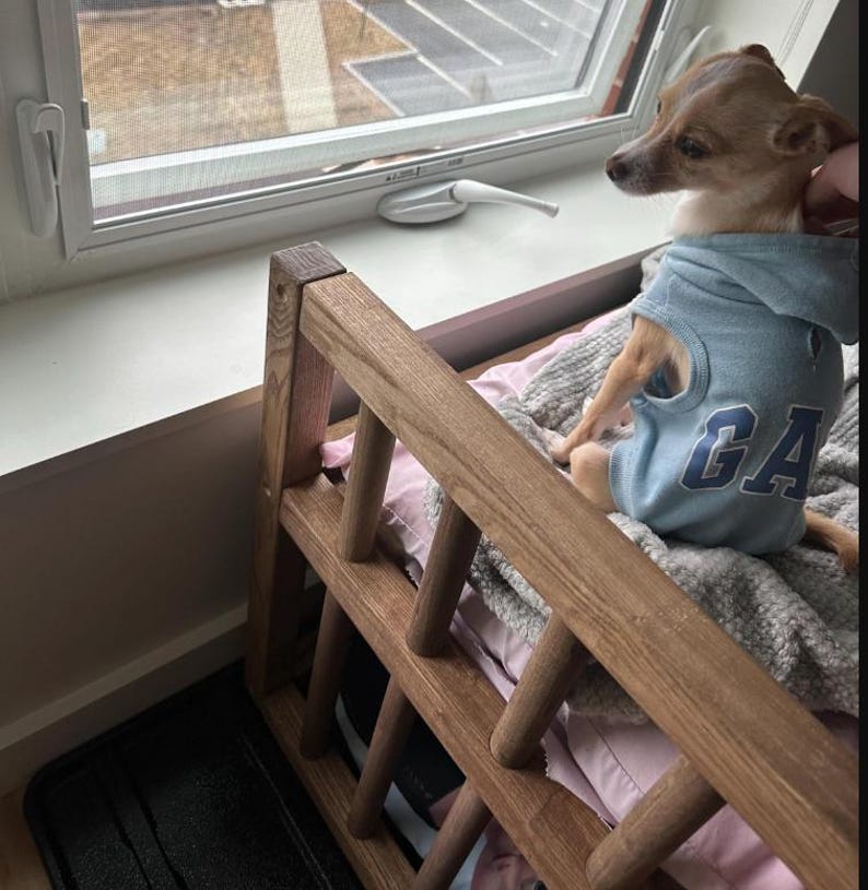 Dog Window Perch Bed – Elevated Wooden Dog Bed Furniture with Steps & Ramp, Raised Small Dog Bed Platform, Puppy bed, Dog stairs image 10