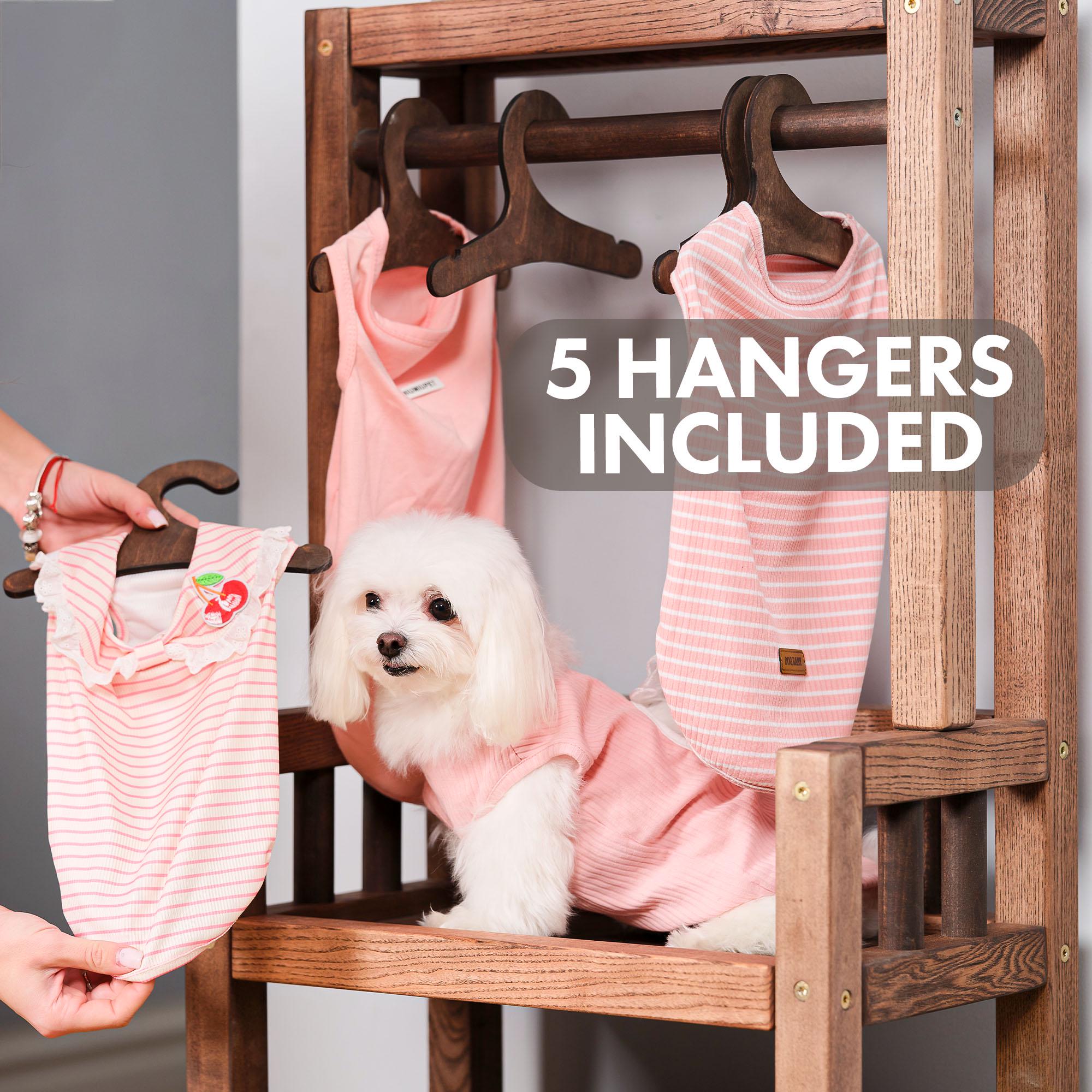 2 Cintres En Bois Pour Vêtements De Chien/chat - Antidérapants, Mignons, Pour Organiser La Garde-robe De Ton Animal - 9
