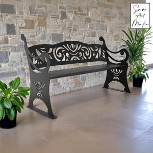 Archivos de banco de parque - "Harmonia" - DXF, SVG, .step, plano de fabricación, Solidworks, OBJ - Corte láser y plasma CNC - Diseño 2D y 3D
