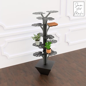"Stahlregal Dateien - ""Monstera"" - DXF, svg, .step, Fertigungsplan, OBJ - Cnc Laser, Plasmen-Schnitt - Kunst & Dekoration, Design 2D 3D