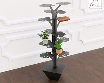 Steel shelf files - "Monstera" -  DXF, svg, .step, Manufacturing plan, OBJ - Cnc Laser, Plasma Cut - Art & Decoration, Design 2D 3D